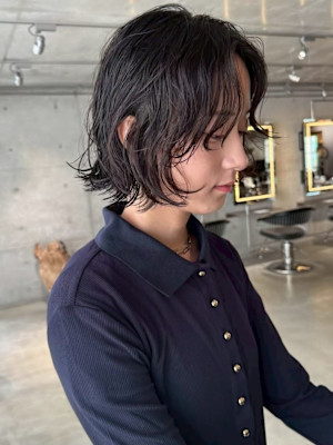 大人ボブパーマ×毛先ニュアンスカール