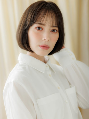 ダークアッシュブラウン大人美人伸ばしかけミニボブ30代40代