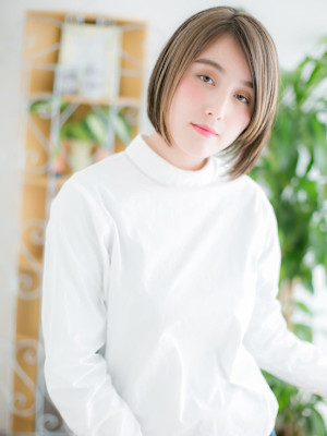 バレイヤージュ×大人前下がりボブf