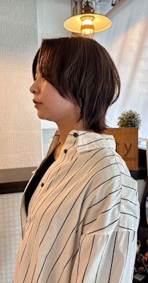 シフォンウルフボブ×透明感オリーブベージュ［円山］