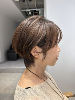 ◇大人40代50代60代ショートボブ丸みショート白髪ぼかし