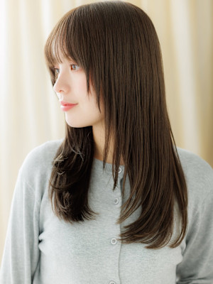 グレージュアッシュ大人美人ワンホンレイヤーロング30代40代