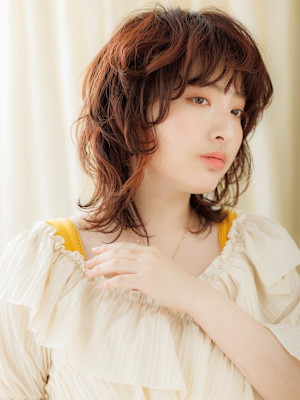 イヤリングカラークラゲカットスカンクヘアウルフ10代20代