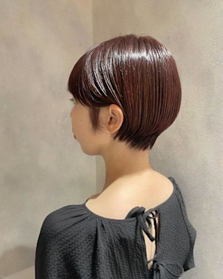 ショート×ショートボブ×丸みショート×くびれヘア×前髪あり
