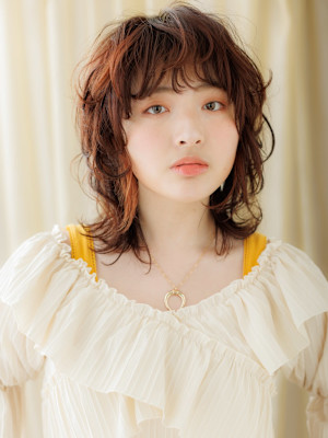 イヤリングカラークラゲカットスカンクヘアウルフ10代20代