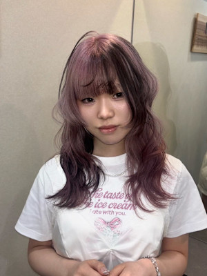 セクションカラー　デザインカラー　ケアブリーチカラー　ウルフ