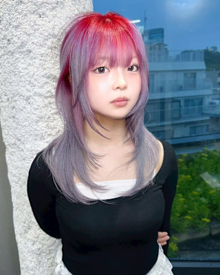 ルーツカラー　デザインカラー　ケアブリーチカラー　姫レイヤー