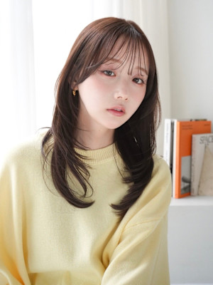 小顔見え顔周りレイヤー×韓国ミディ