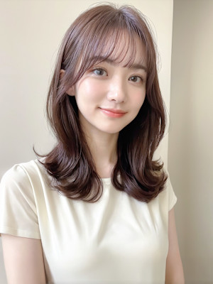 ピンクブラウン大人可愛い外巻きくびレイヤーp2ハッシュカット