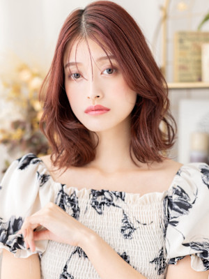 大人美人ひし形ミディアム艶感バーガンディ　淡いピンクb