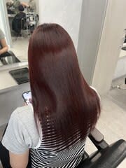縮毛矯正とワインレッドカラー