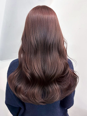 顔周りレイヤーロング韓国ヘアピンクベージュ_ba587671