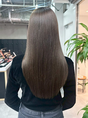ロンググレージュ韓国ヘアオリーブベージュ_ba581651