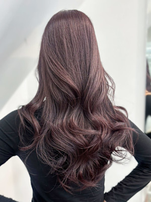 顔周りレイヤー韓国ヘアロングピンクベージュ_ba587841