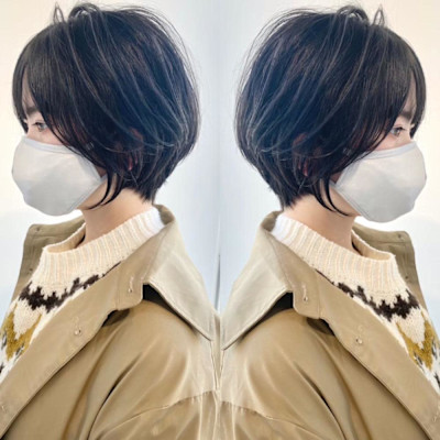 大人可愛い40代50代60代くびれショート白髪ぼかし
