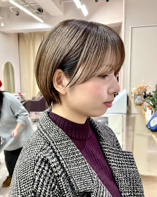 ショートボブ×大人ショート×ひし形ヘア×前髪あり×横浜
