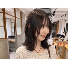 "土橋"大人かわいい外ハネミディに透けショコラカラー