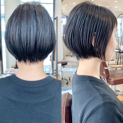 大人可愛い40代50代60代くびれショート白髪ぼかし