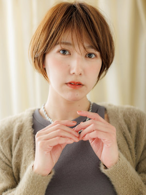 透明感オレンジベージュ12トーン小顔丸みショート20代30代