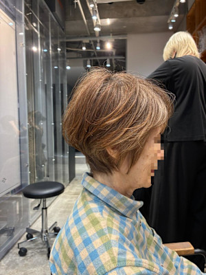 ◇大人40代50代60代ショートボブ丸みショート白髪ぼかし