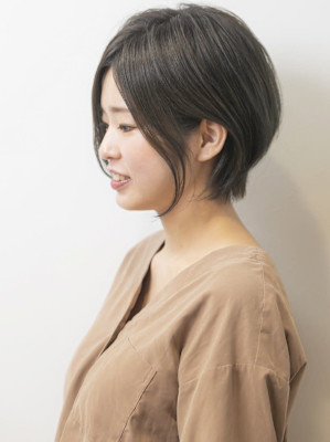 美シルエット☆前髪なし丸みショートボブ