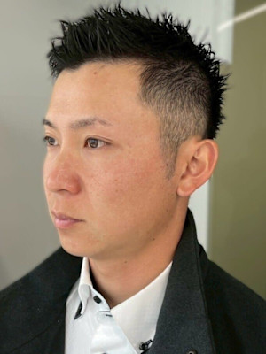 ベリーショート アップバング ツーブロック ビジネス 30代