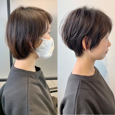 大人可愛い40代50代60代くびれショート白髪ぼかし