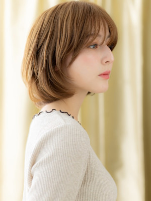 地毛ハイライト12トーンブリーチなしゆるふわボブ30代40代