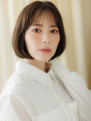 ダークアッシュブラウン大人美人伸ばしかけミニボブ30代40代