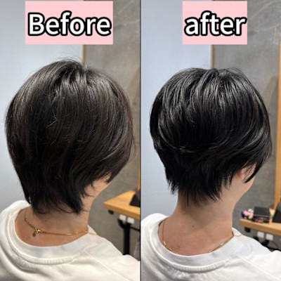 ◇大人40代50代60代ショートボブ丸みショート白髪ぼかし