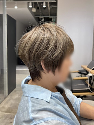 ◇大人40代50代60代ショートボブ丸みショート白髪ぼかし
