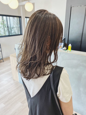 ロングウルフレイヤーデジタルパーマ×ベージュ×ハイライト
