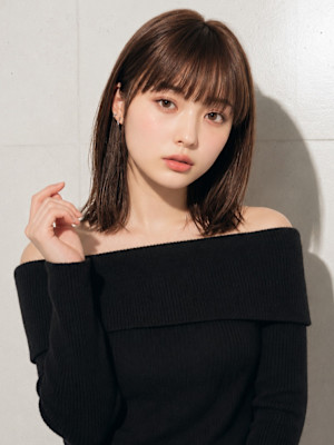 アッシュ グレージュ ミディアム 透明感カラー 髪質改善