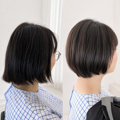 まとまる前下がりショートボブ