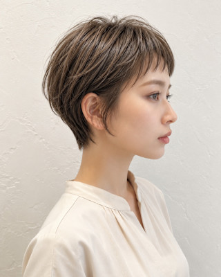 藤枝/大人ショート/丸みショート/ベージュブラウン