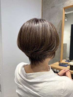 ◇大人40代50代60代ショートボブ丸みショート白髪ぼかし