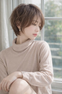 大人上品ひし形ショート×透明感ブラウン（梅田）