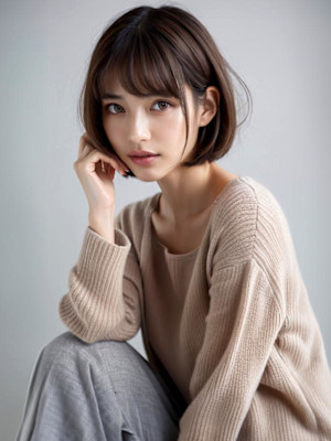 透明感_前髪ありボブ20代30代40代50代(梅田)