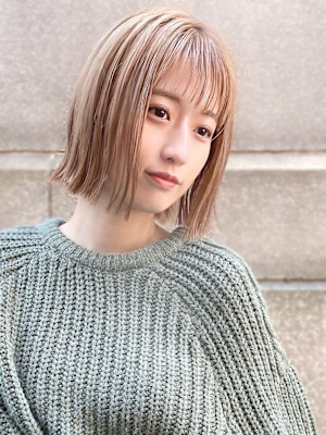 20代30代人気☆透明感抜群。切りっぱなしボブ