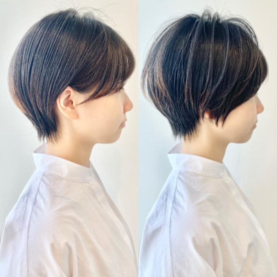 大人可愛い40代50代60代くびれショートボブ白髪ぼかし大鷲