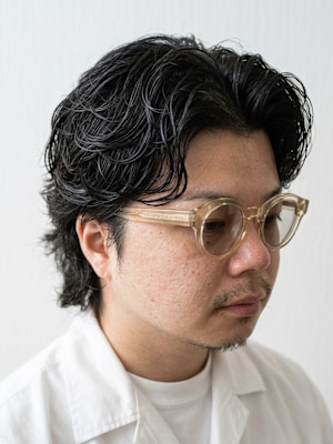 サーフカールパーマ センターパートウルフセンターパート