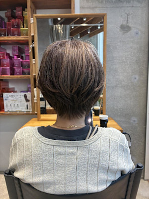 ◇大人40代50代60代ショートボブ丸みショート白髪ぼかし