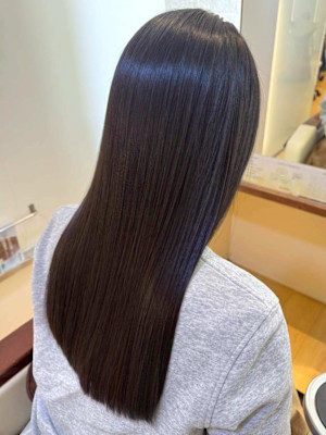 髪質改善 ロング 美髪ストレート 暗髪カラー 縮毛矯正