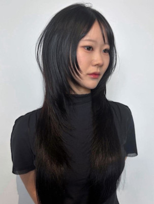 部分ストレート×ロングレイヤー