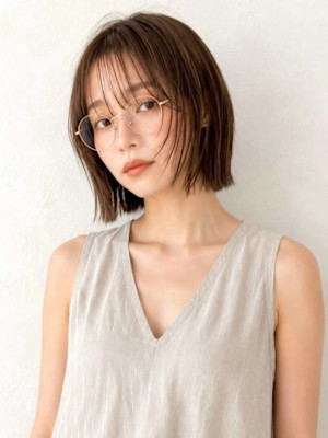 切りっぱなしボブ 20代 レイヤー 前髪カット 髪質改善