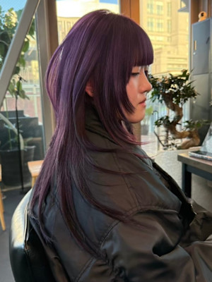 パープルカラー　デザインカラー　ケアブリーチカラー　ウルフ