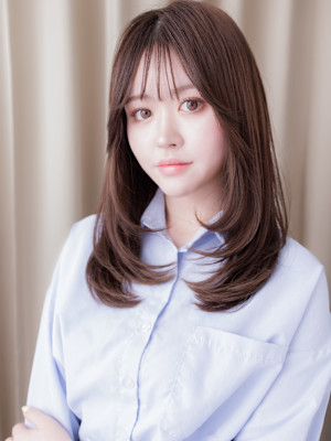 オリーブベージュメテオストレートレイヤーロング20代30代