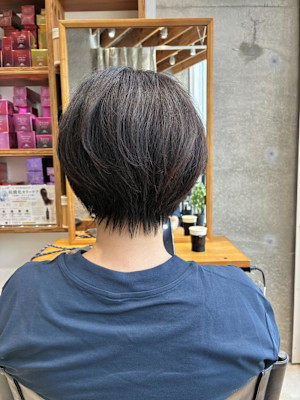 ◇大人40代50代60代ショートボブ丸みショート白髪ぼかし