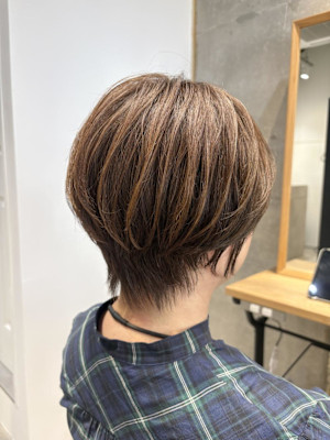 ◇大人40 代50代60代ショートボブ丸みショート白髪ぼかし