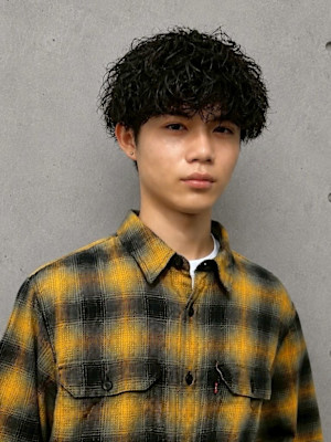 マッシュ×波巻きパーマ